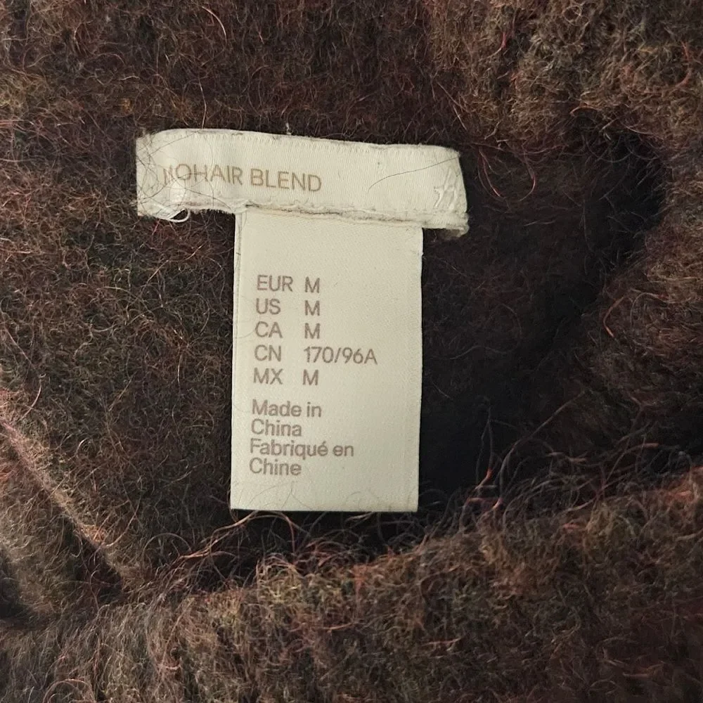 H&M Brown Mohair Wool Blend Cowl Neck Sweater Womens Size Medium - Picture 4 of 4